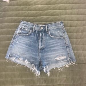 Agolde Blue Distressed Jean Shorts